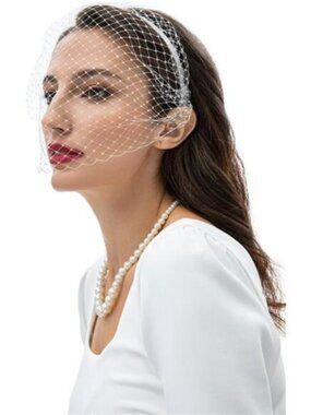 Flapper Fascinator Mesh Veil Headband Bridal Wedding Tea Party